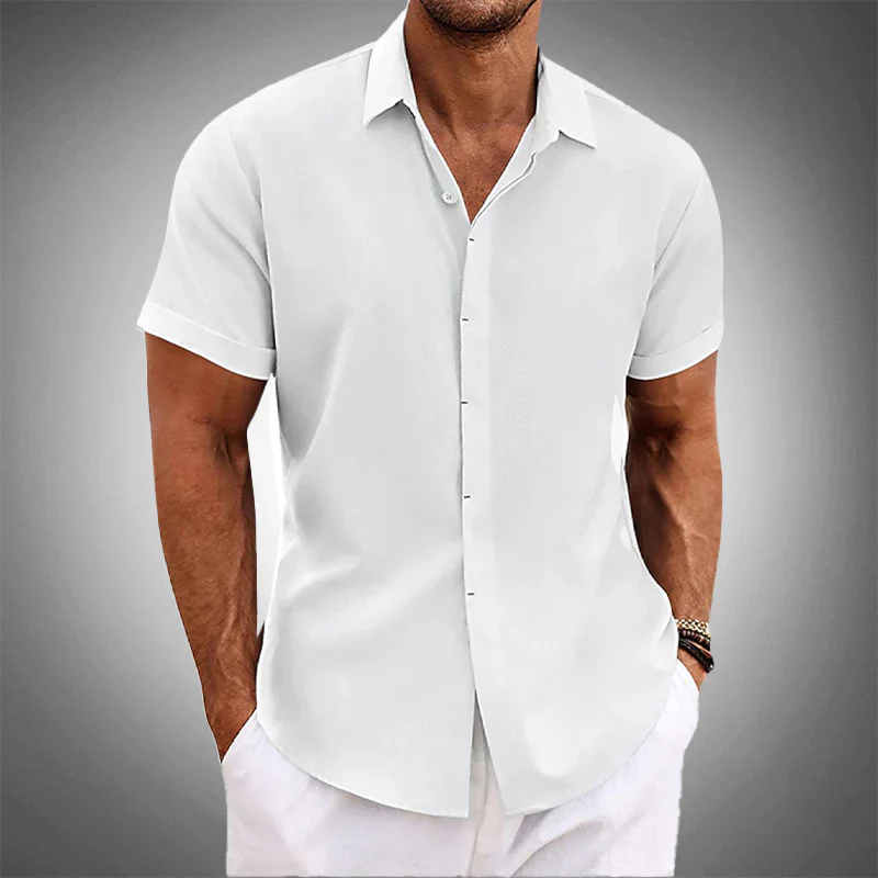 Cotton Shirt ™-Camisa Manga Curta Linho