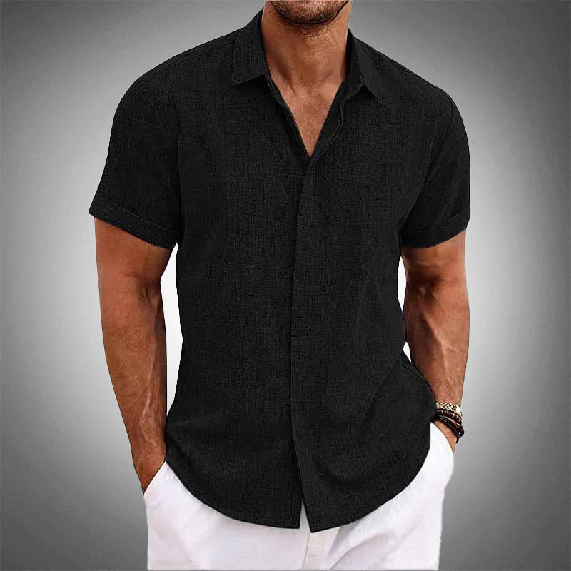 Cotton Shirt ™-Camisa Manga Curta Linho